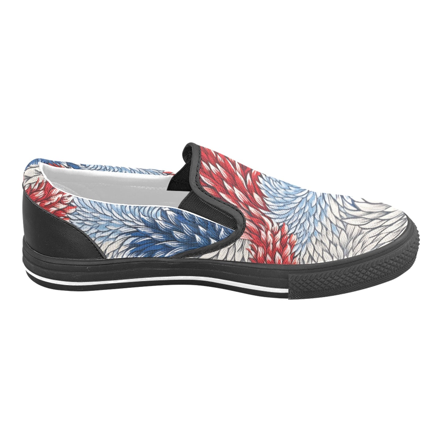 USA/American Flag Inspired Feather Pattern Men's Slip-on Canvas Shoes