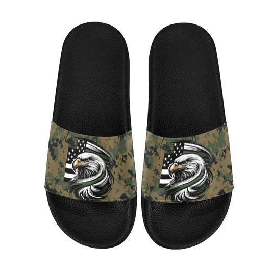 Thin Green Line Eagle on Digital Camo Women's Slide Sandals