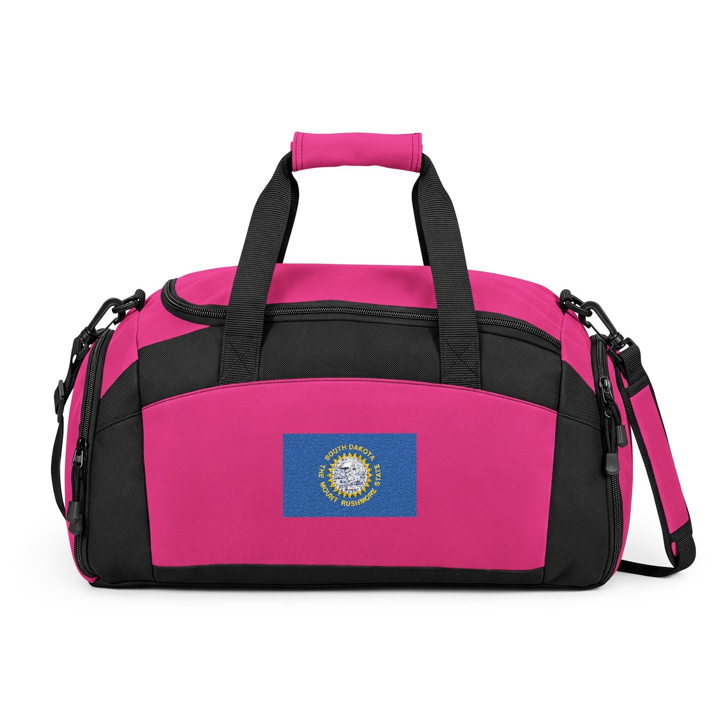 South Dakota Flag Gym Bag — Black Duffle with Embroidered South Dakota Flag