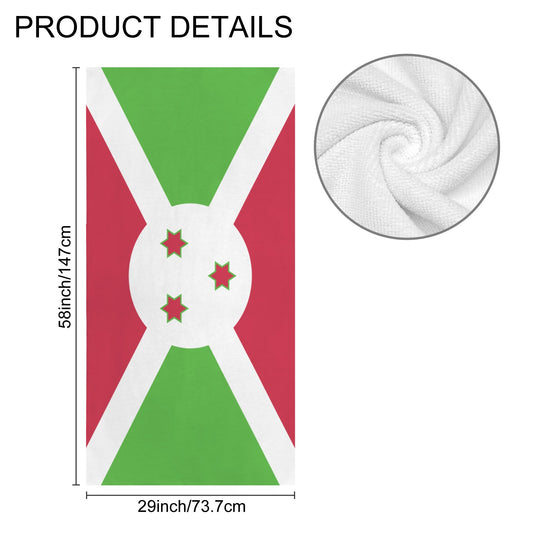 Burundi Flag Inspired Custom Bath Towel 29"x58"(Made in USA)