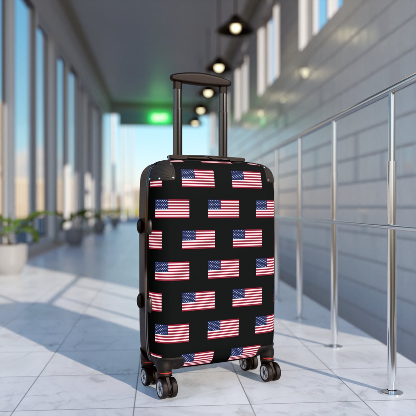 USA/American Flag Inspired Pattern on Black, Suitcase