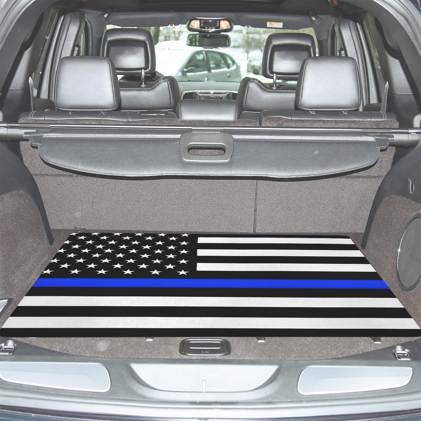 Thin Blue Line Flag Inspired Car Trunk Mat 100 × 75 cm / 39.4 × 30 in Printed in the USA