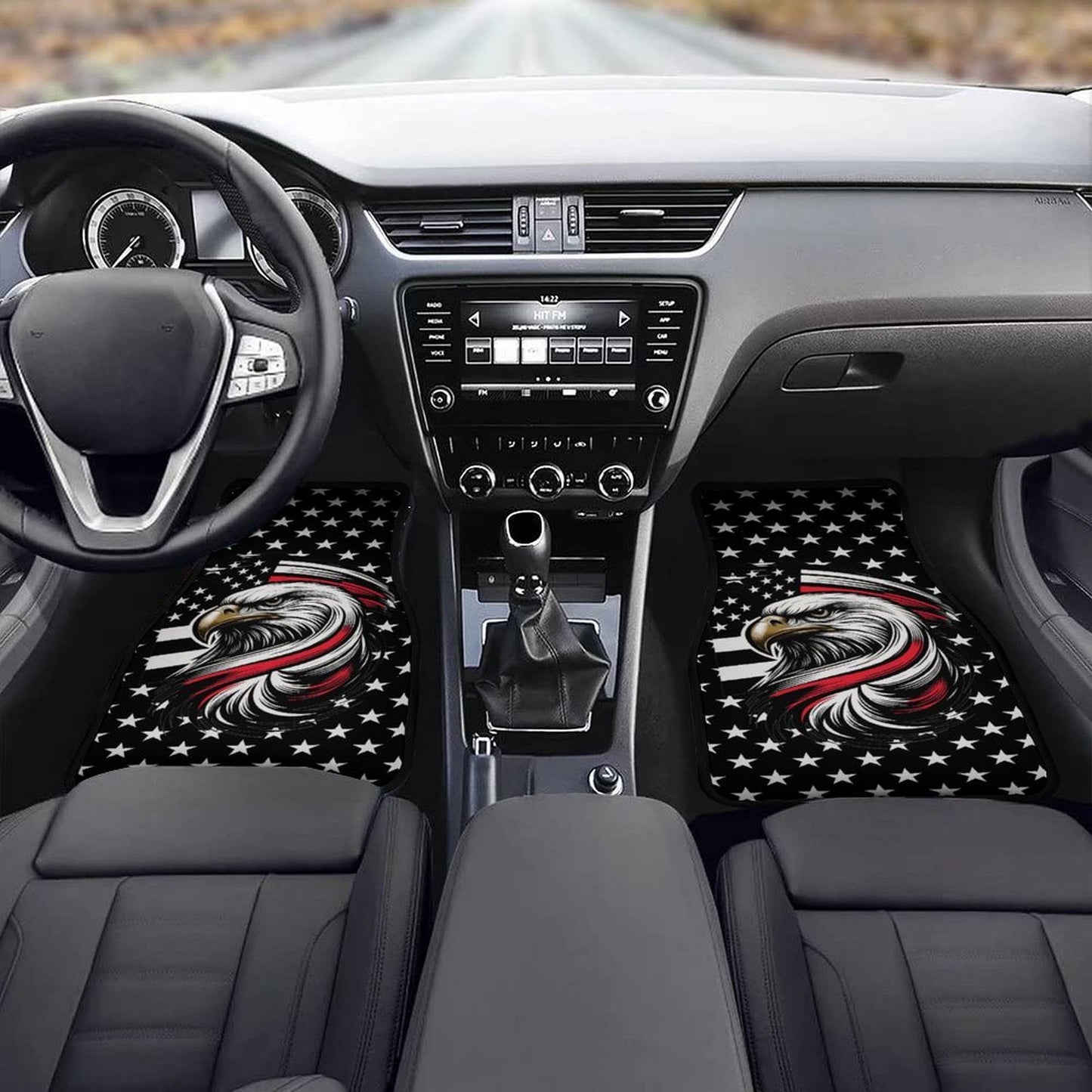 Thin Red Line Flag Inspired Eagle Car Floor Mats(4pcs)