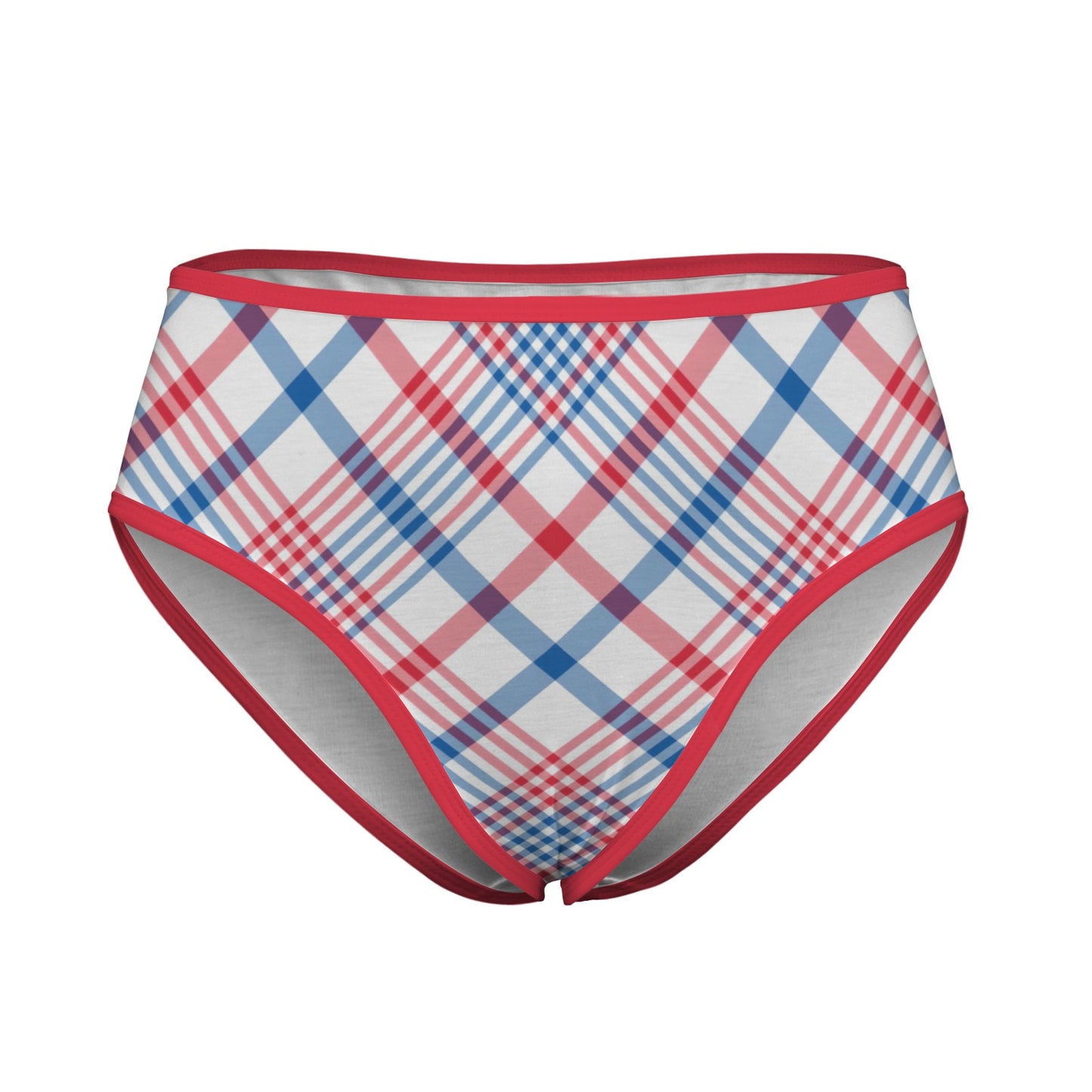 USA/American Flag Inspired Plaid Pattern Women's High Waisted Brief