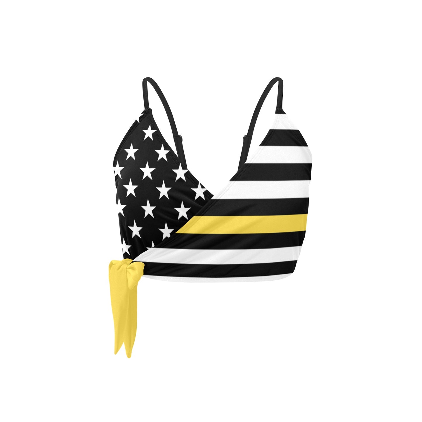 Thin Gold Line Flag Inspired Knot Side Bikini Top