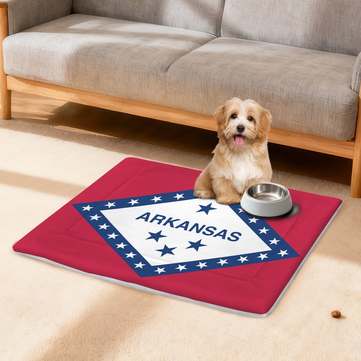 Arkansas Flag Inspired Pet Mat 25x18inch (Made in the USA)