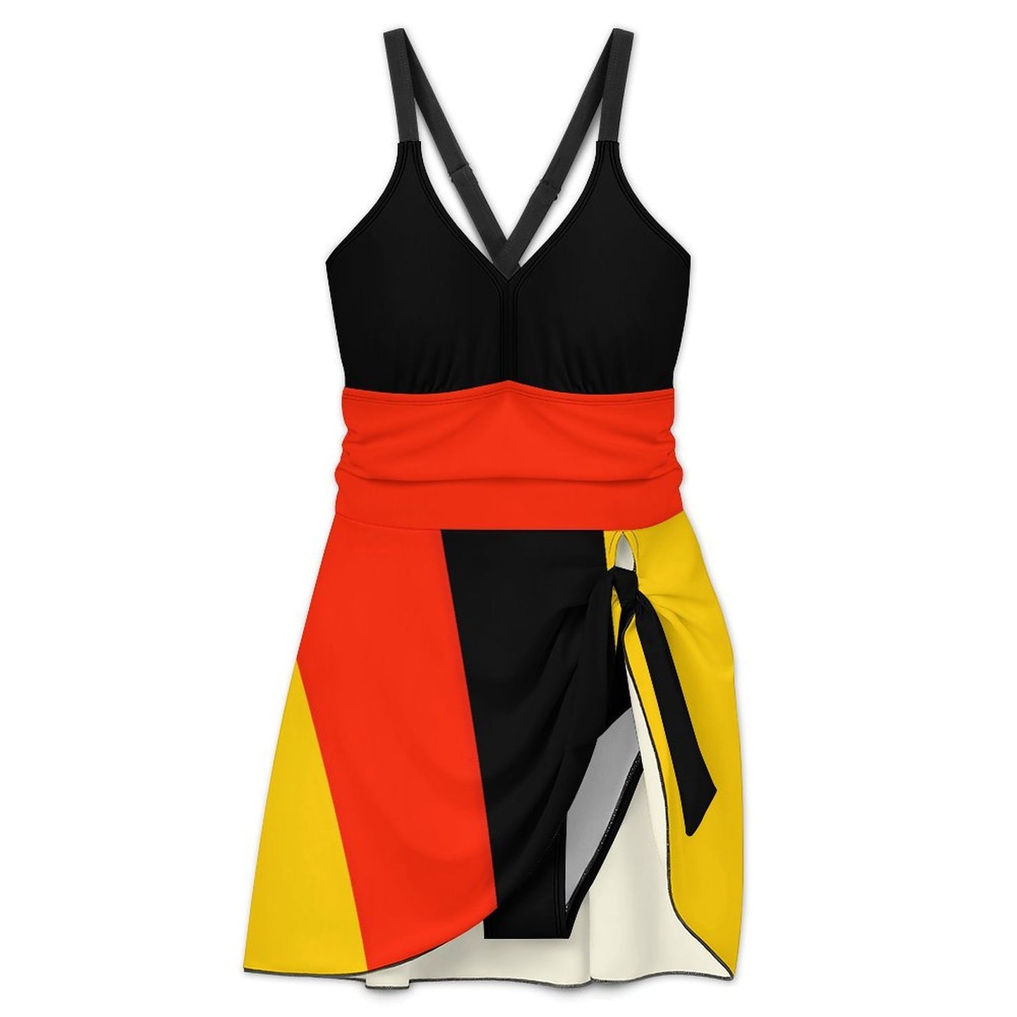 Germany Flag Inspired Women's Hem Tie One-piece Swimsuit
