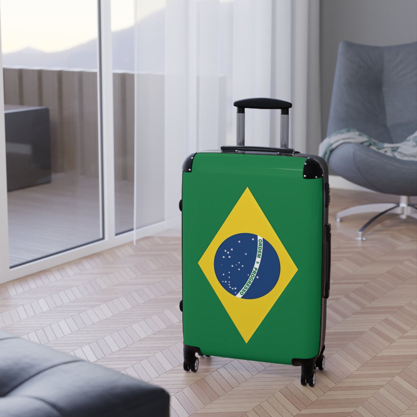 Brazil Flag Inspired Suitcase