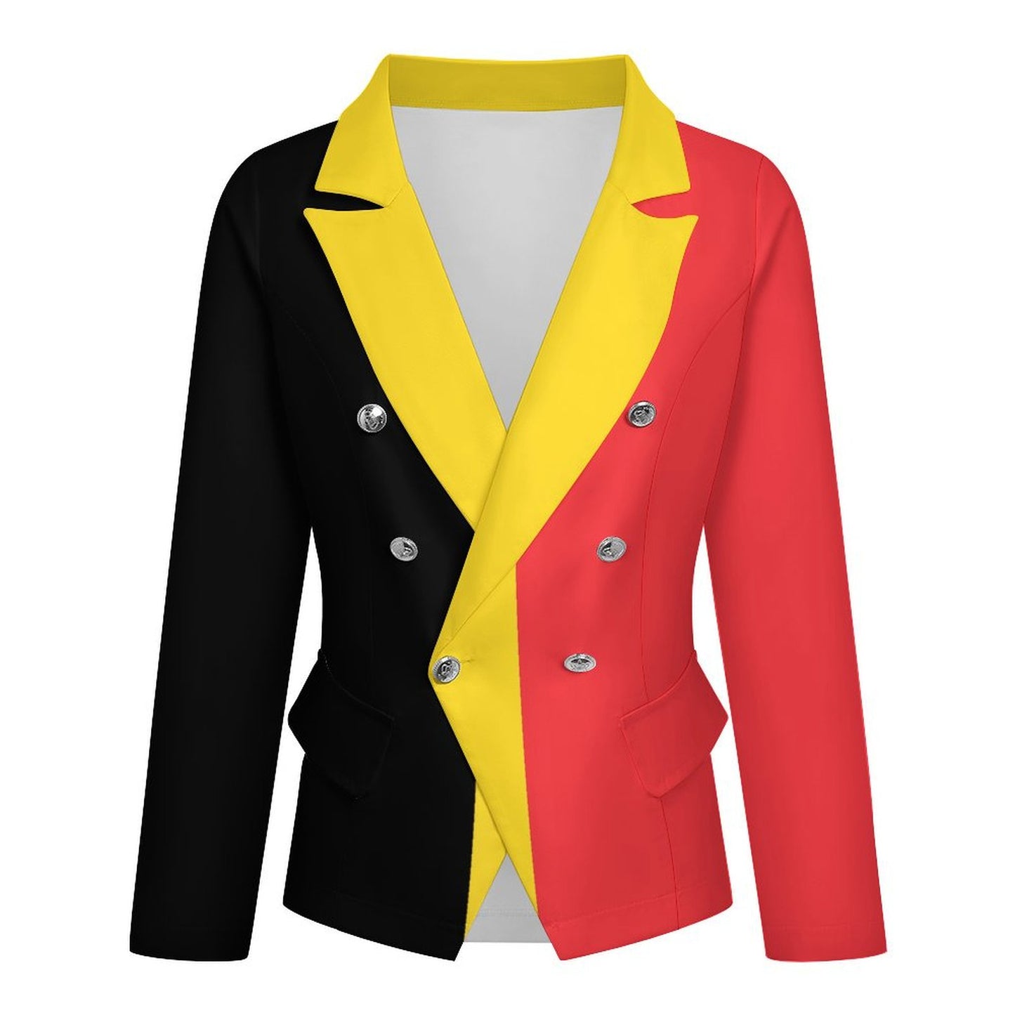 Belgium Flag Design Women’s Double Breasted Blazer