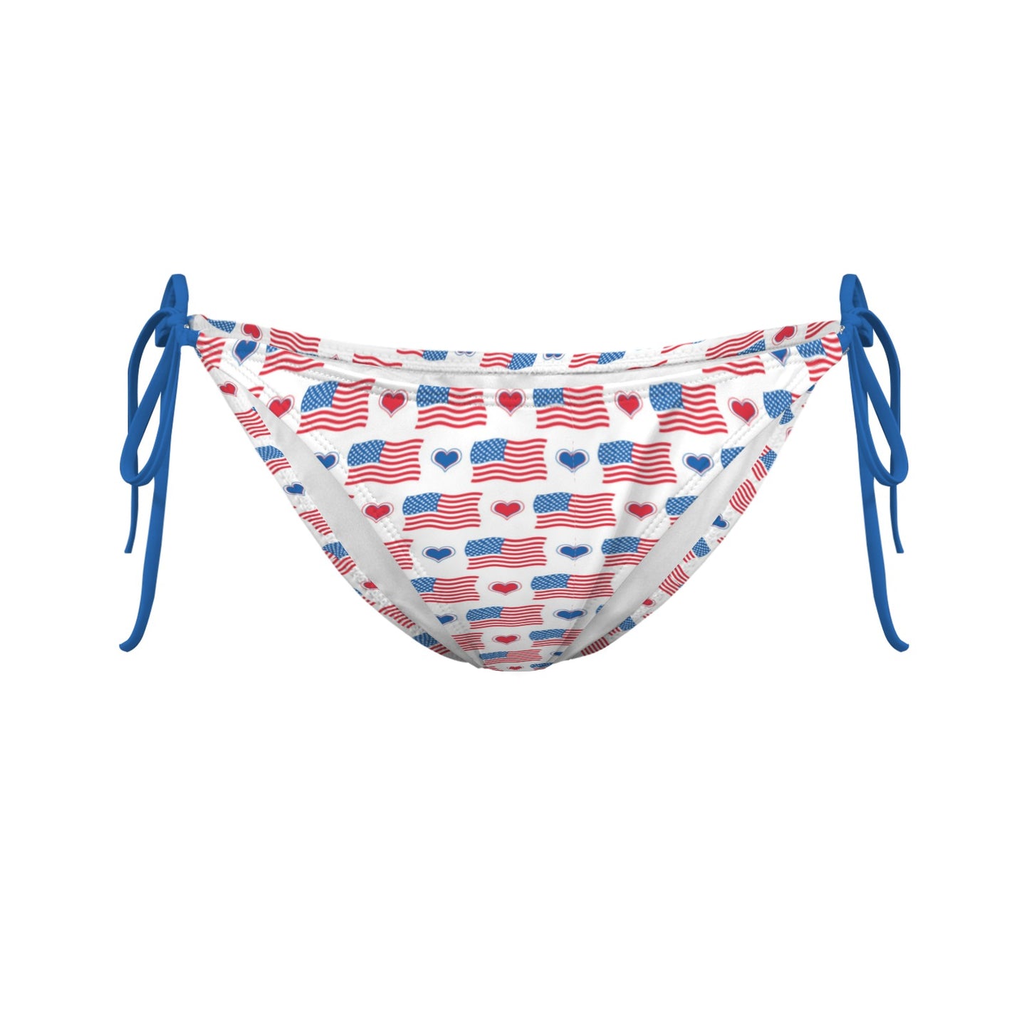 USA/American Flag Inspired Flag & Hearts Pattern Sexy Halter Bikini Bottom