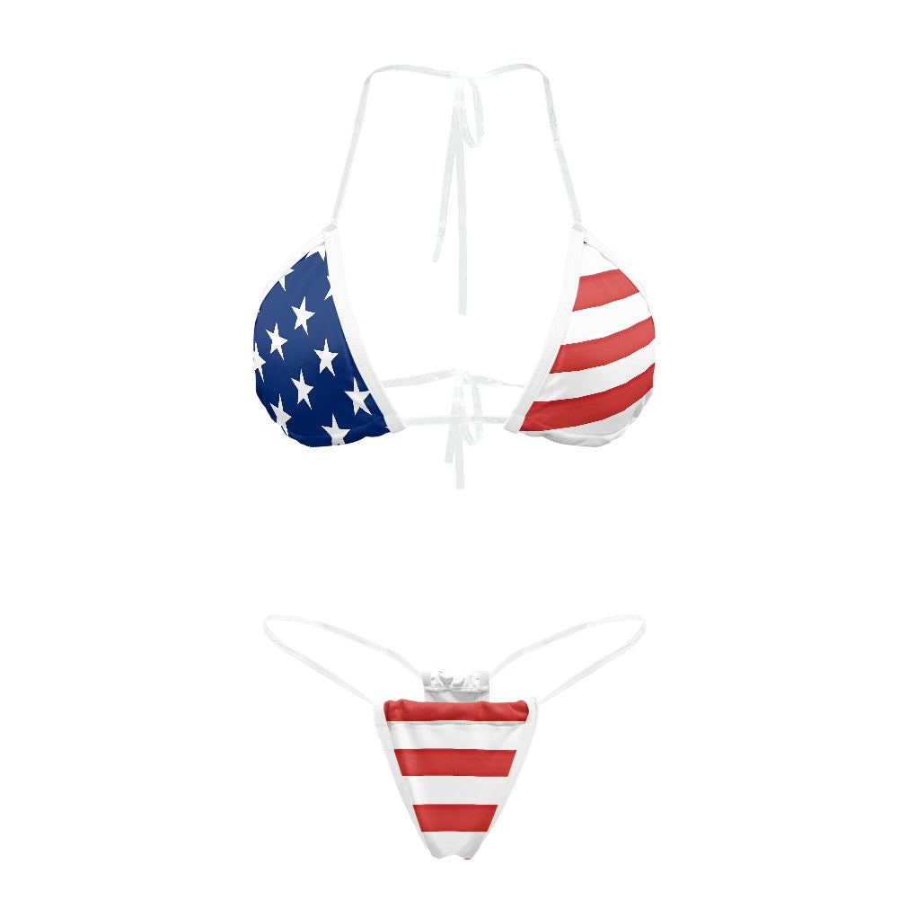 USA/American Flag Inspired Transparent String Thong Bikini (style-2)
