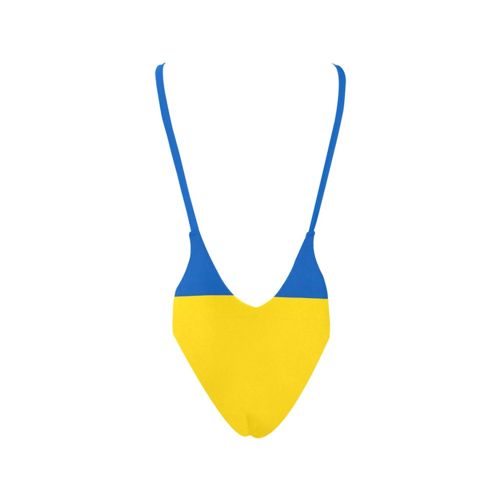 Ukraine Flag Inspired WWomen’s Backless One-Piece Swimsuit
