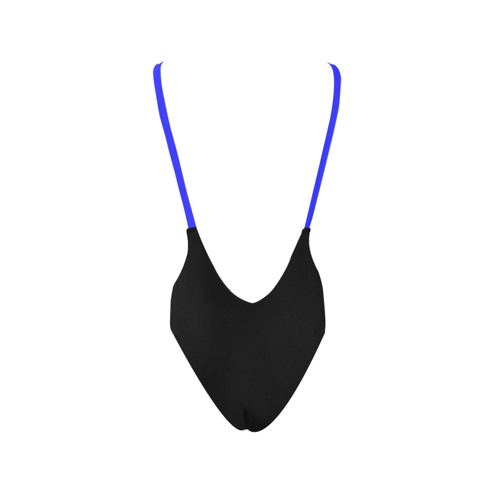 Thin Blue Line Flag Inspired Women’s Backless One-Piece Swimsuit