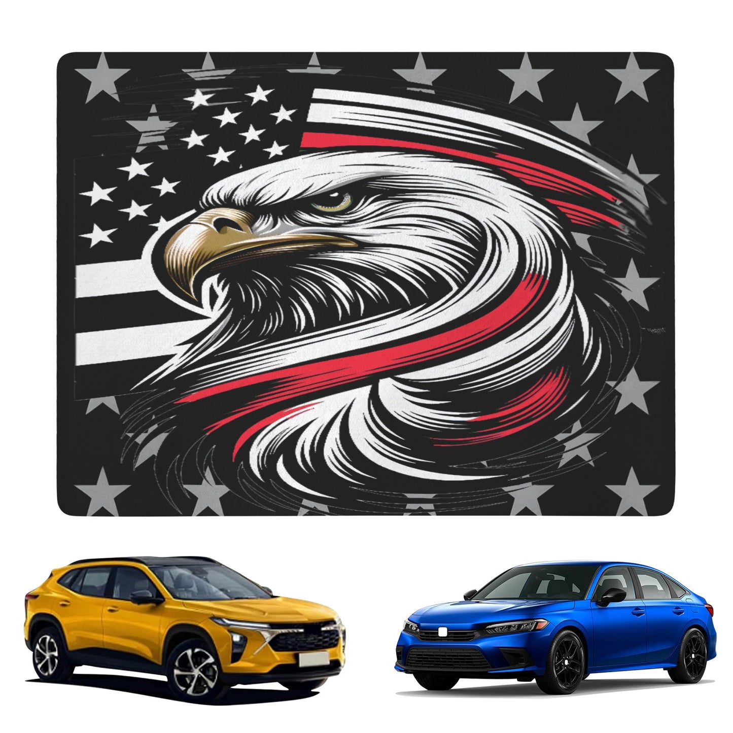 Thin Red Line Flag Inspired Eagle Car Trunk Mat 100 × 75 cm / 39.4 × 30 in Printed in the USA