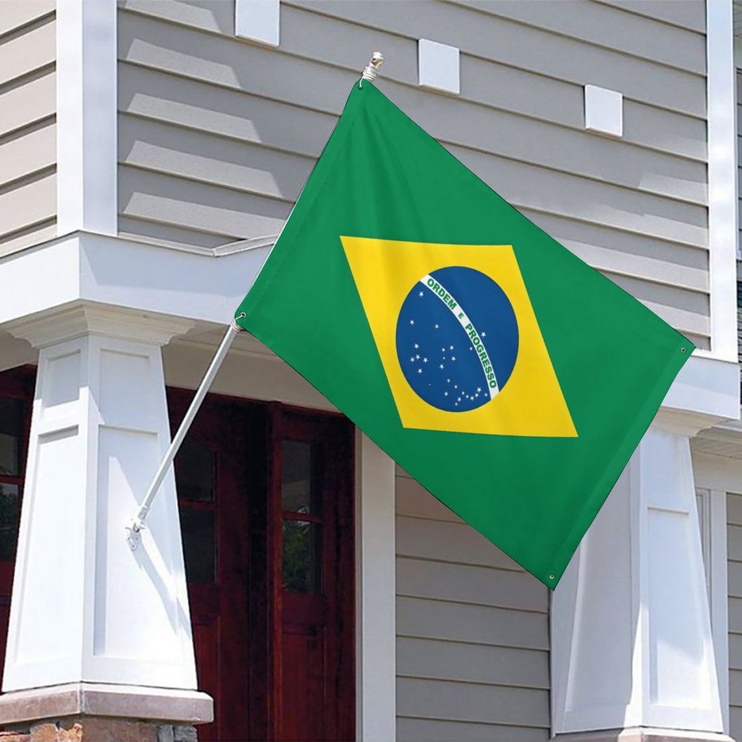 Brazil Flag Inspired Wall Mount Flag with Four Grommets (35x59 in)