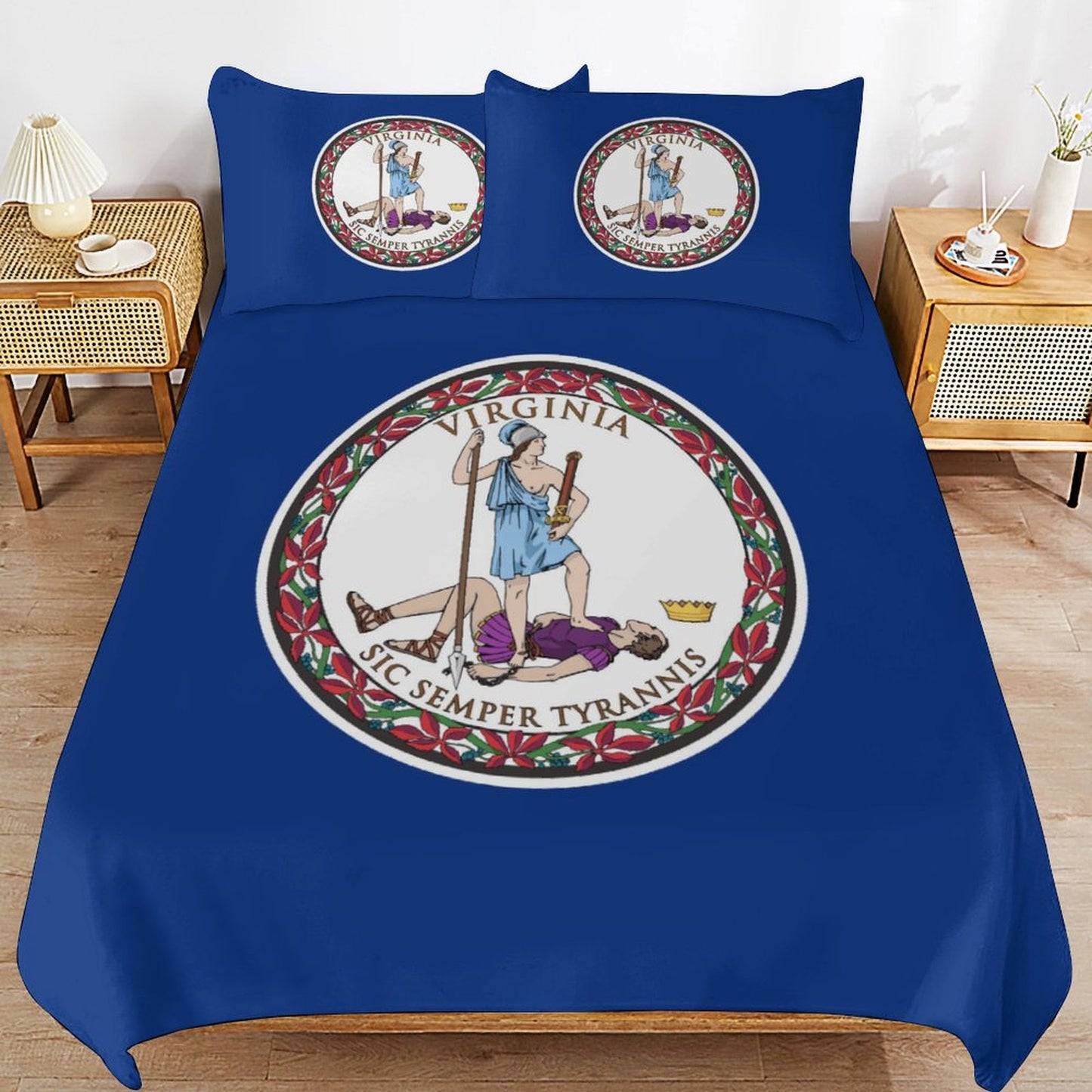 Virginia Flag Inspired 3-Piece Bedding Set (1 Duvet Cover + 2 Pillow Shams) – 102"×90"