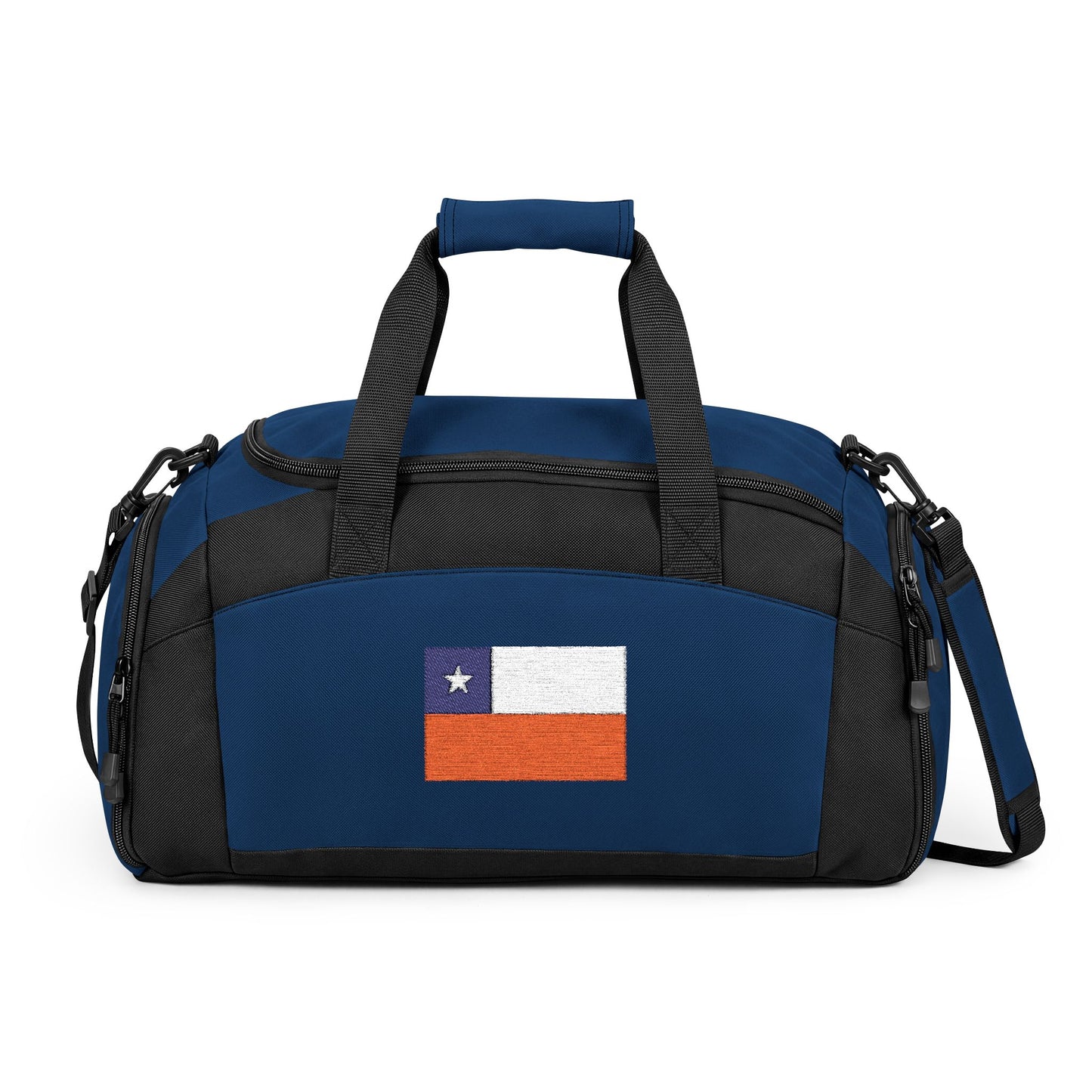 Chile Flag Gym Bag — Black Duffle with Embroidered Chile Flag