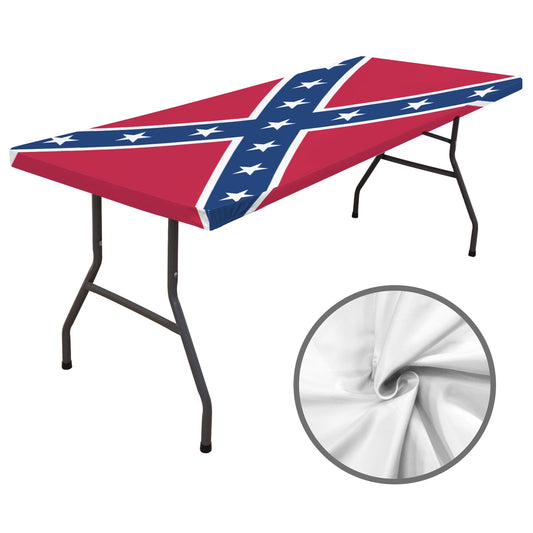 Confederate States Battle Flag Inspired Custom Elastic Fitted Tablecloth 72x30 inch (Made in the USA)
