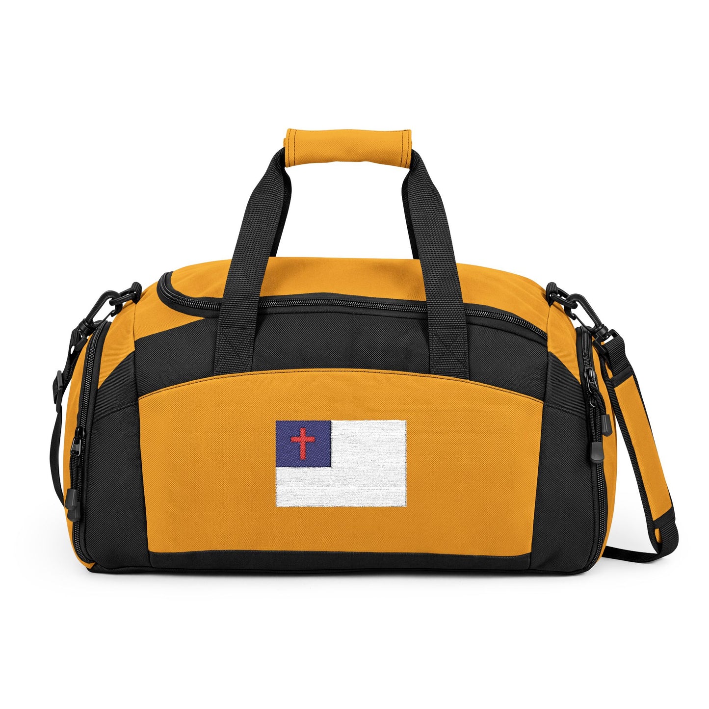 Christianl Flag Gym Bag — Black Duffle with Embroidered Christian Flag