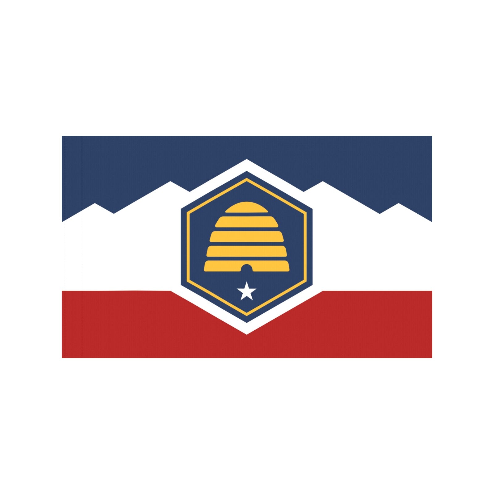 Tri-color flag with beehive emblem, by Luv My Flag.