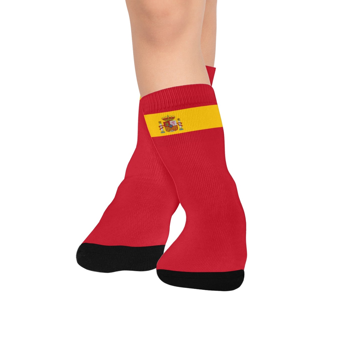Spain Flag Inspired Kid's Custom Socks (Made in the USA)