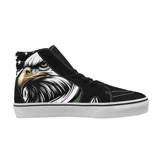Thin Green Line Flag Inspired Eagle Men's High Top Canvas Shoes