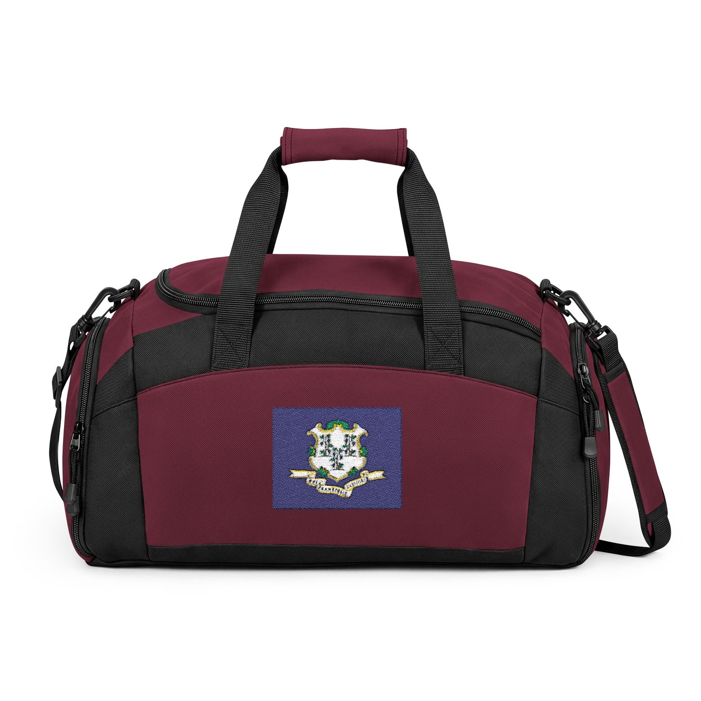 Connecticut Flag Gym Bag — Black Duffle with Embroidered Connecticut Flag