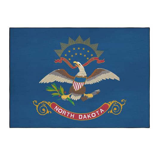 North Dakota Flag 84x60 Inch Area Rug with Black Binding (Made in the USA)