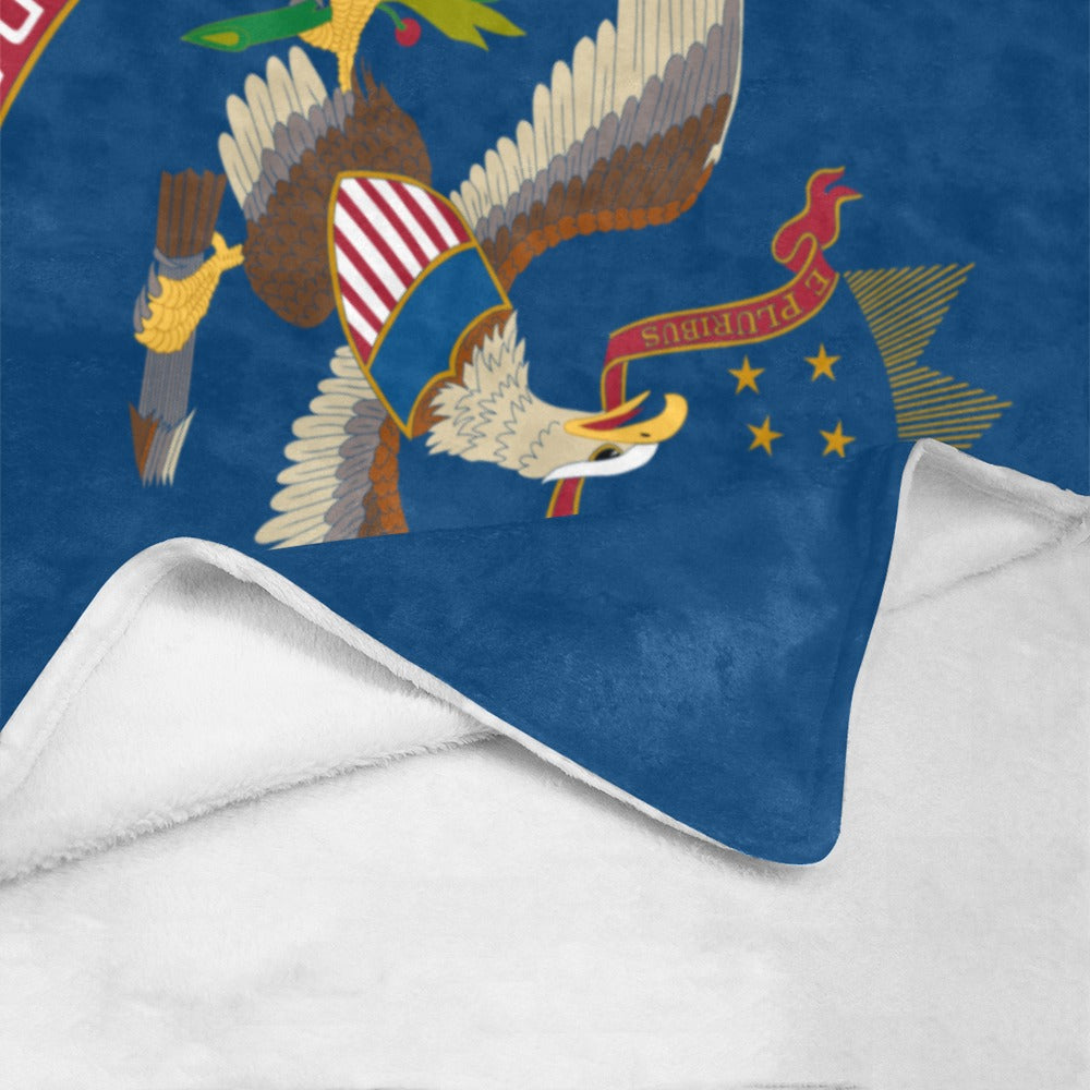 Blue North Dakota flag blanket by Luv My Flag.
