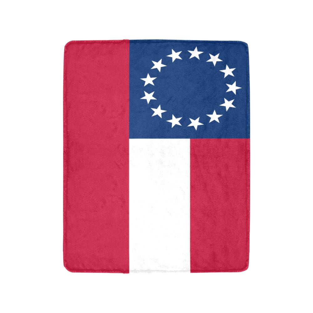 [Luv My Flag] blanket featuring American flag with stars.