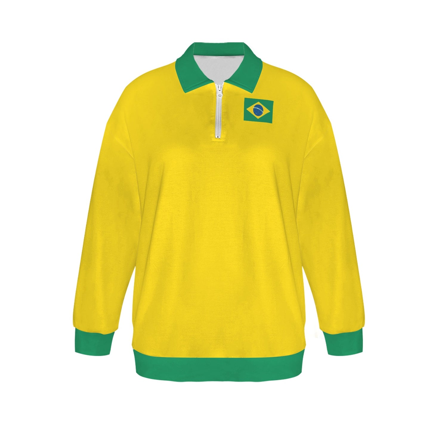 Brazil Flag Women's Quarter Zip Pullover Sweatshirt