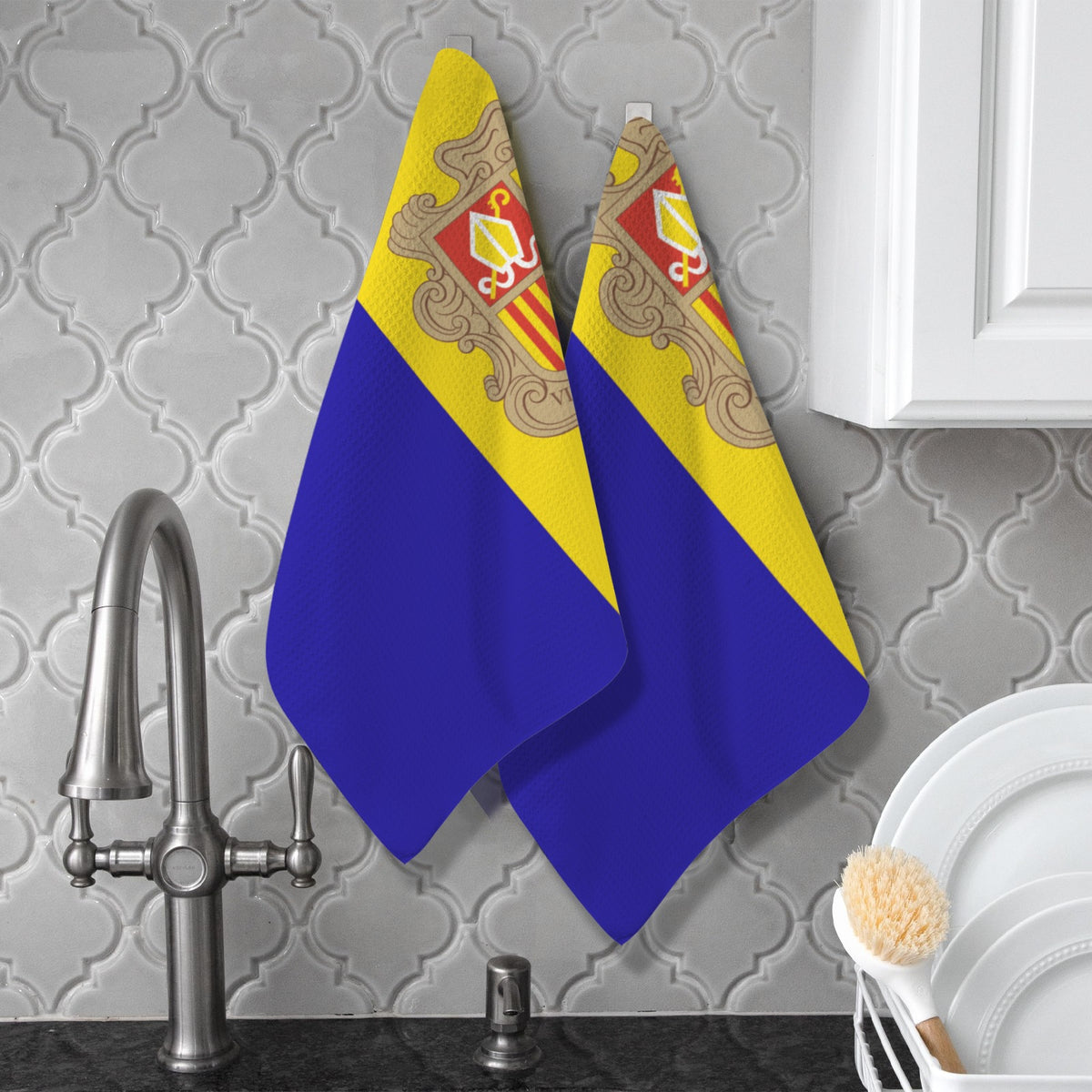 Andorra Flag Inspired Kitchen Towel 40X60cm (Pack of 2) | Printed In the USA