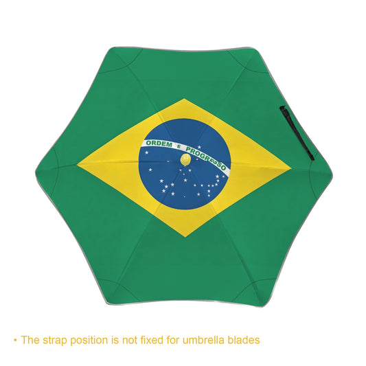 Brazil Flag Inspired Kids Safe Round Corner Umbrella