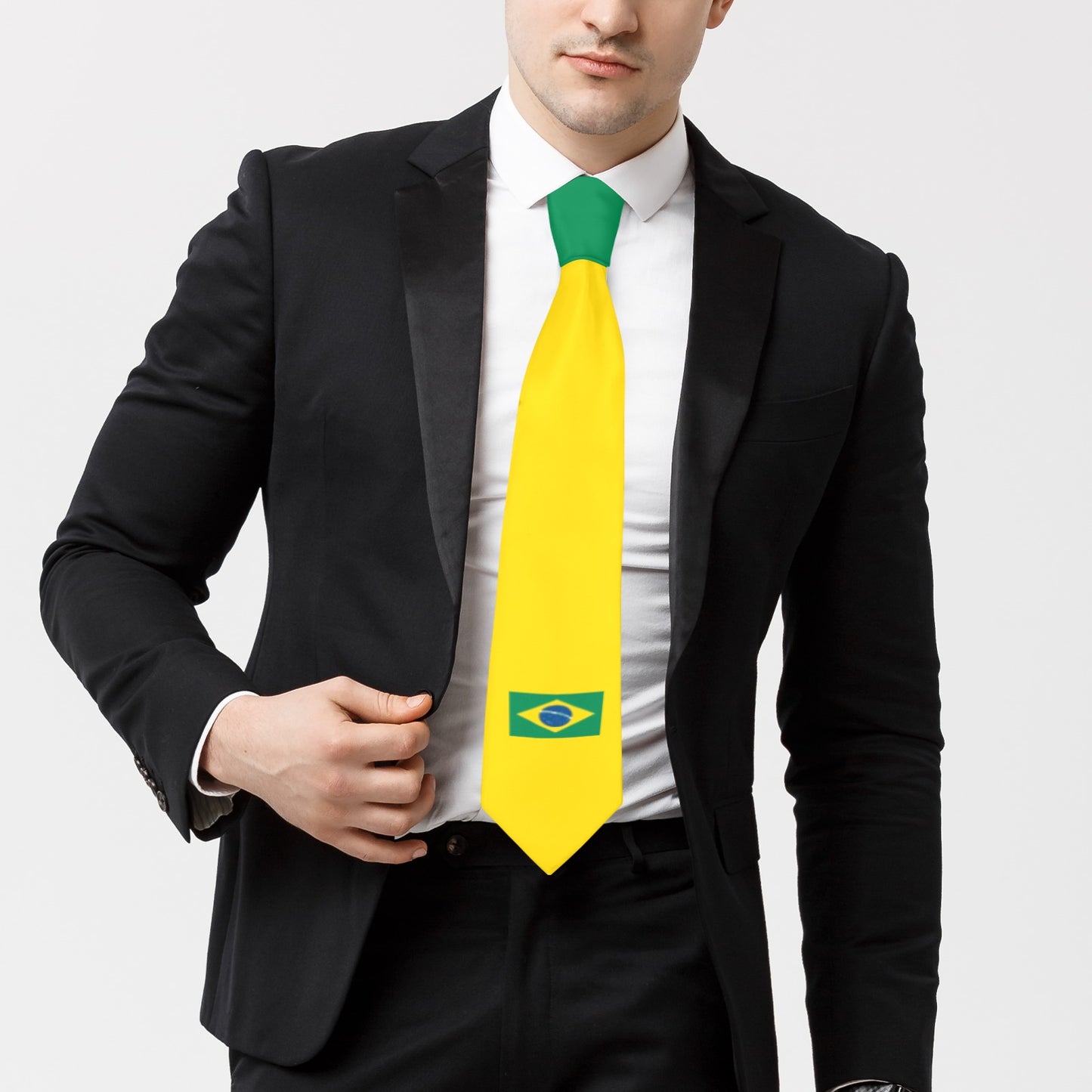 Brazil Flag Inspired Style-2 Classic Necktie (Two Sides)