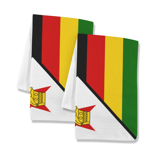 Zimbabwe Flag Inspired Kitchen Towel 40X60cm Pack of 2) | Printed In the USA