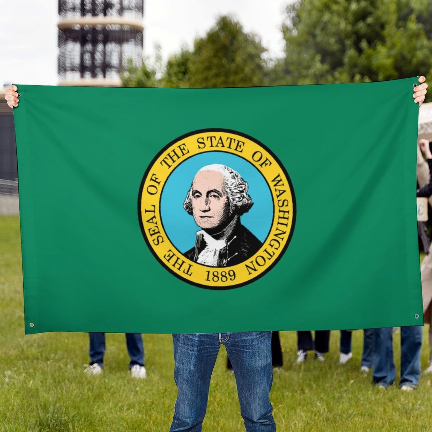 Washington Flag Inspired Wall Mount Flag with Four Grommets (35x59 in)