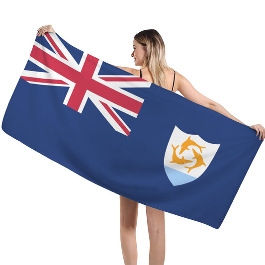 Anguilla Flag Inspired Custom Bath Towel 29"x58"(Made in USA)