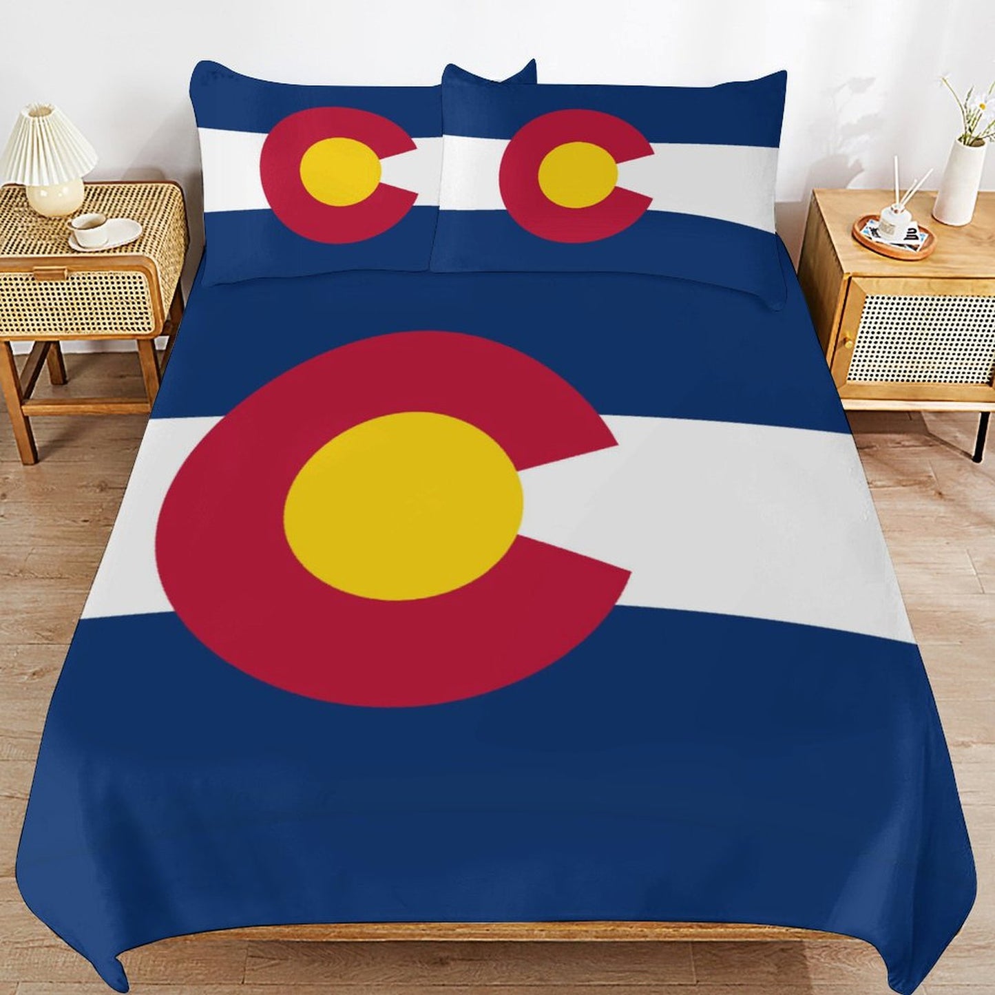 Colorado Flag Inspired 3-Piece Bedding Set (1 Duvet Cover + 2 Pillow Shams) – 102"×90"
