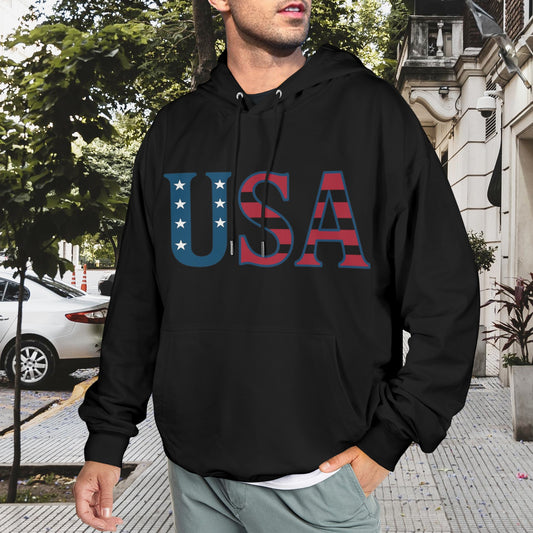 USA/American Flag Inspired "USA" Men's Hoodie (Made in the USA)