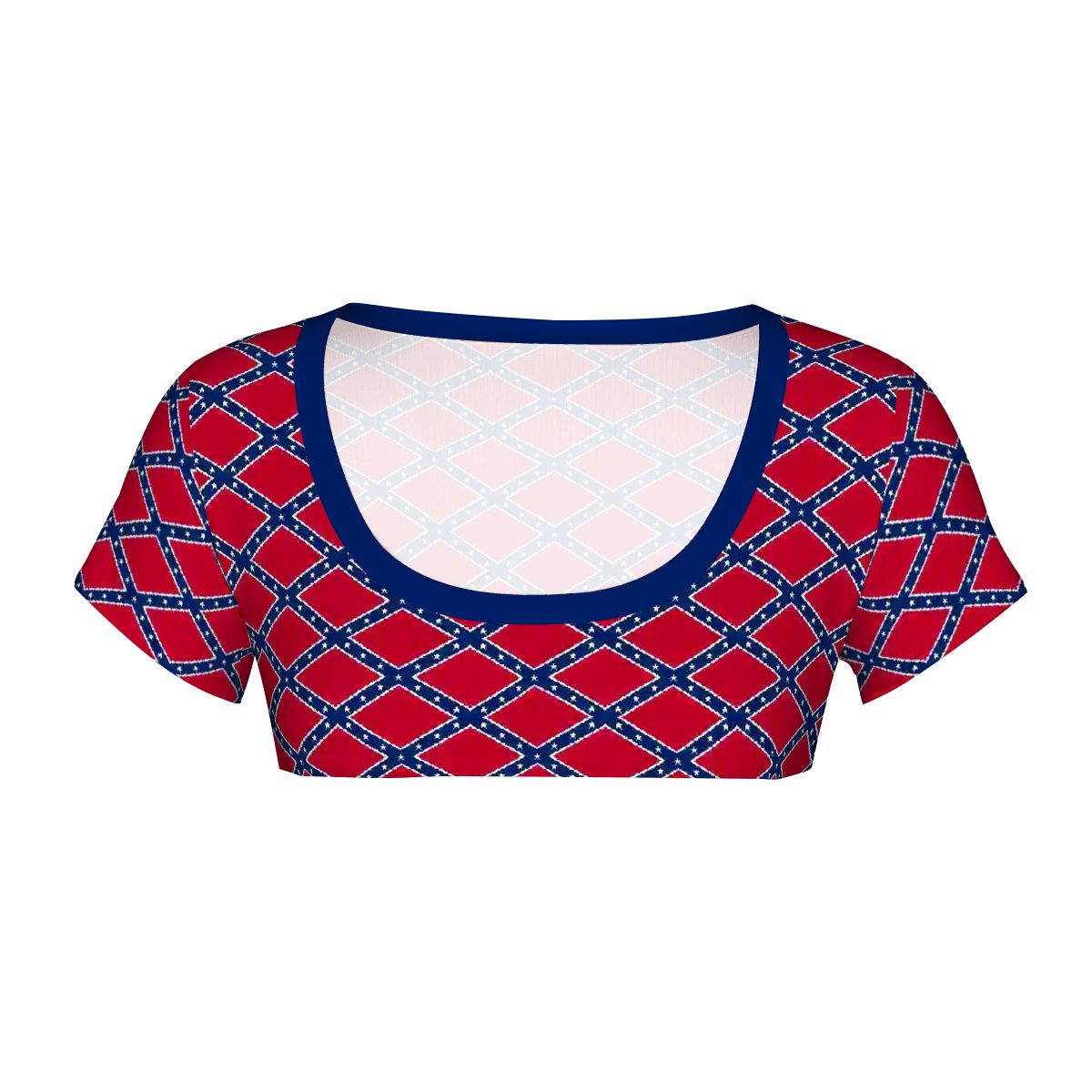 Confederate Battle Flag Inspired Pattern Women's 1/2 Cut Short Sleeve T-Shirt