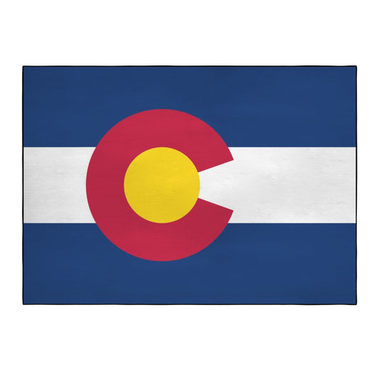 Colorado Flag Inspired 84x60 Inch Area Rug with Black Binding (Made in the USA)