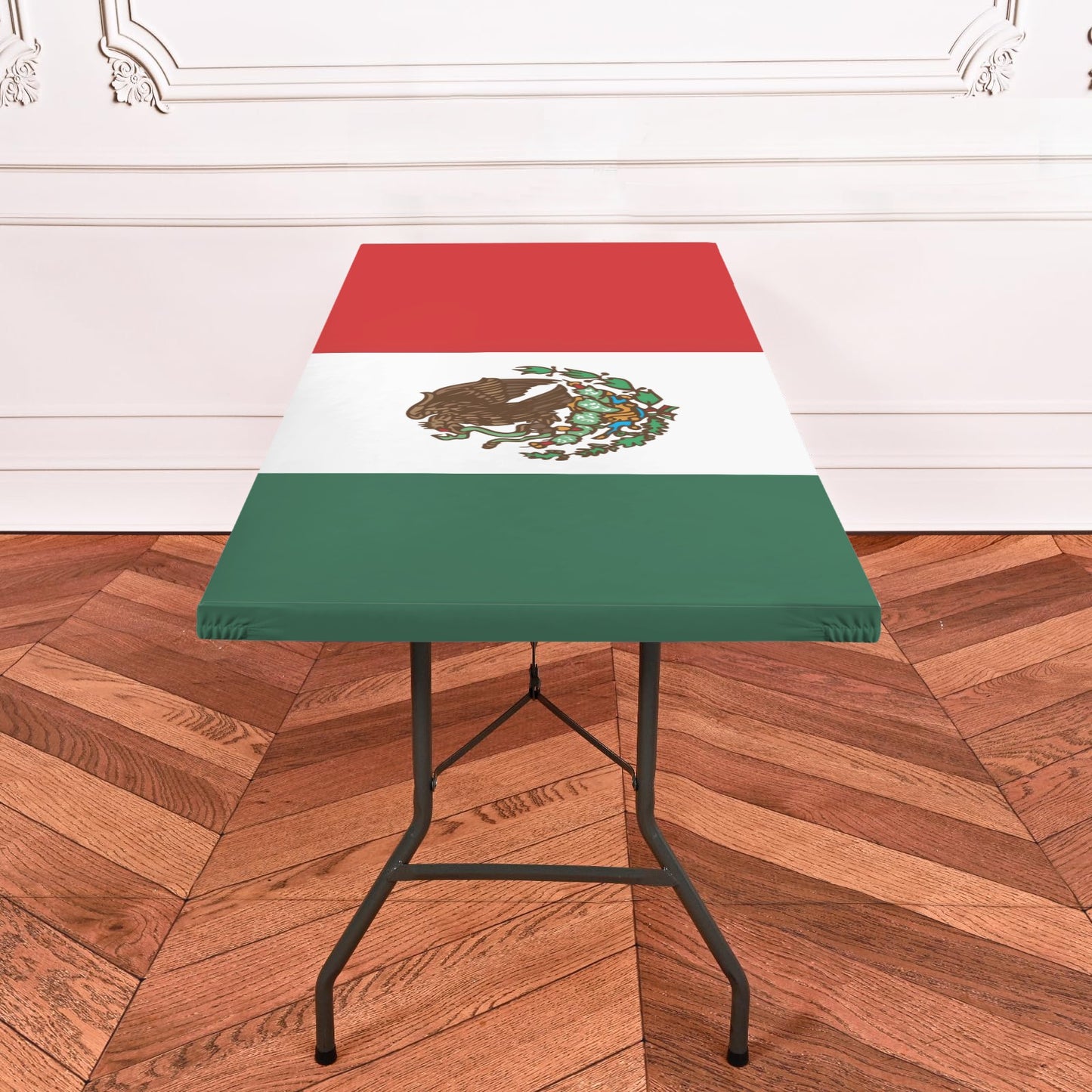 Mexico Flag Inspired Custom Elastic Fitted Tablecloth 72x30 inch  | Ships from USA