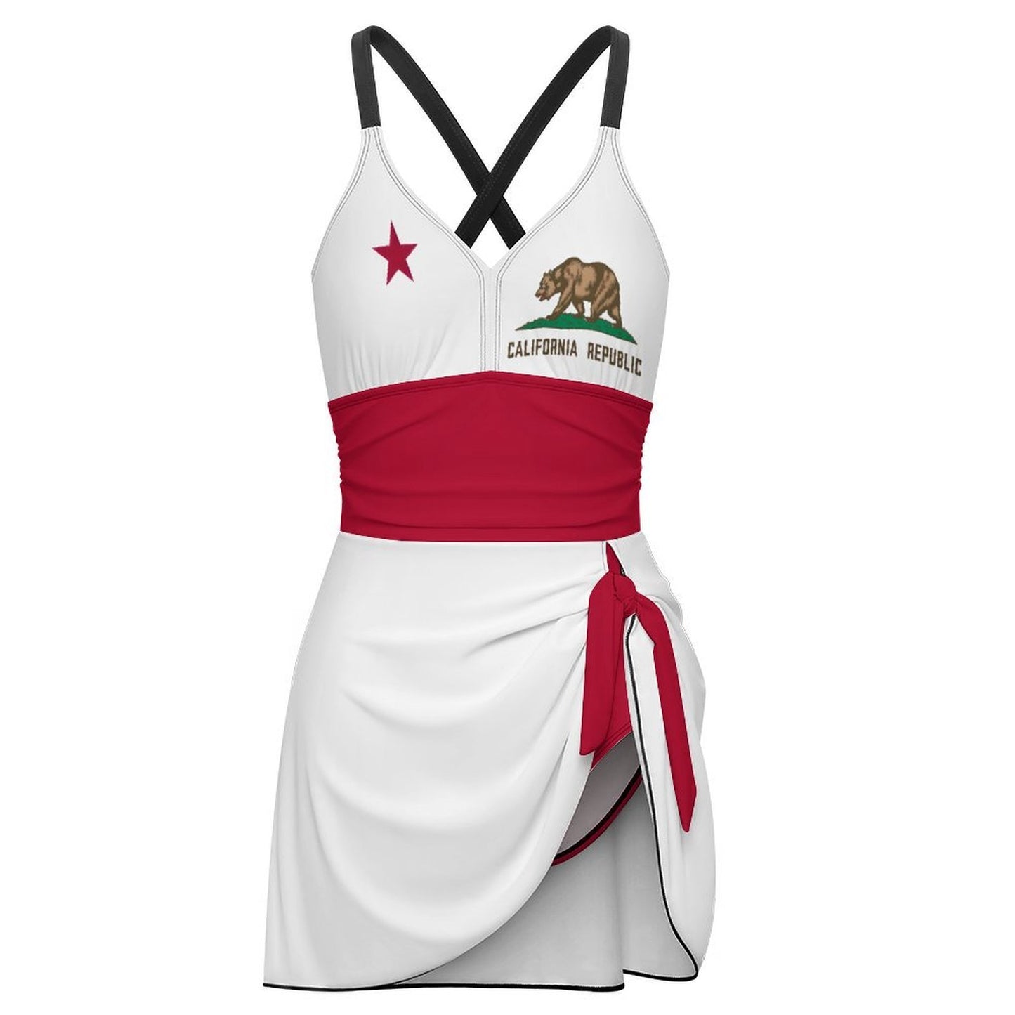 California Flag Inspired Women's Hem Tie One-piece Swimsuit