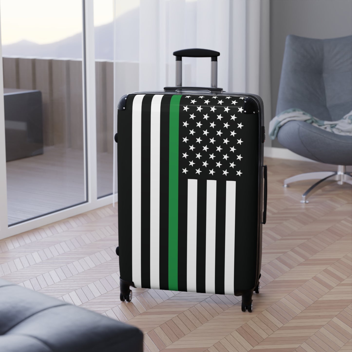 Thin Green Line Flag Inspired Suitcase