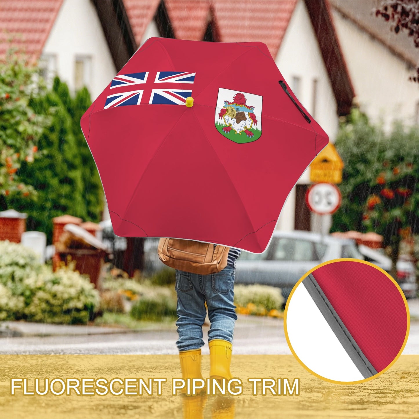 Bermuda Flag Inspired Kids Safe Round Corner Umbrella