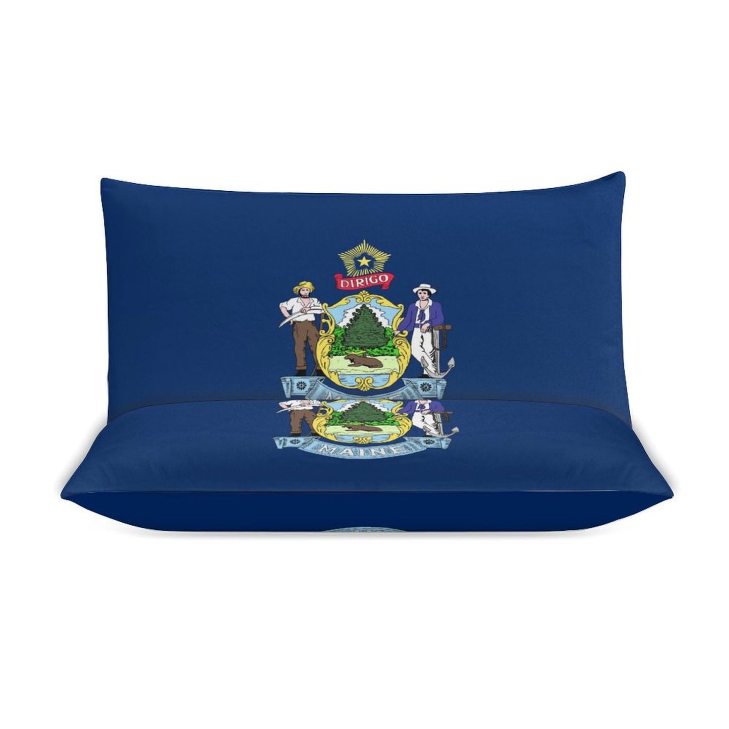 Maine Flag Inspired 3-Piece Bedding Set (1 Duvet Cover + 2 Pillow Shams) – 102"×90"