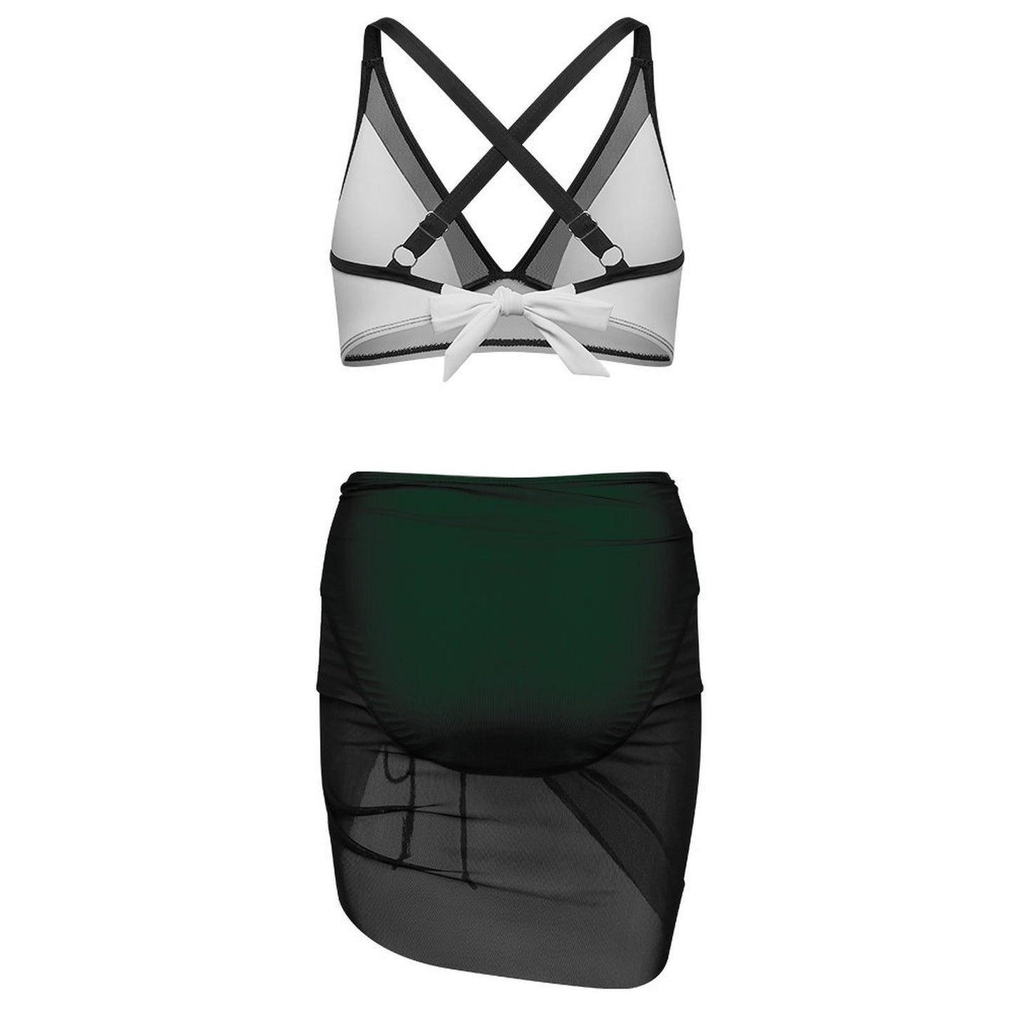 India Flag Inspired Women's Mesh Drawstring Skirt and Swimsuit Set