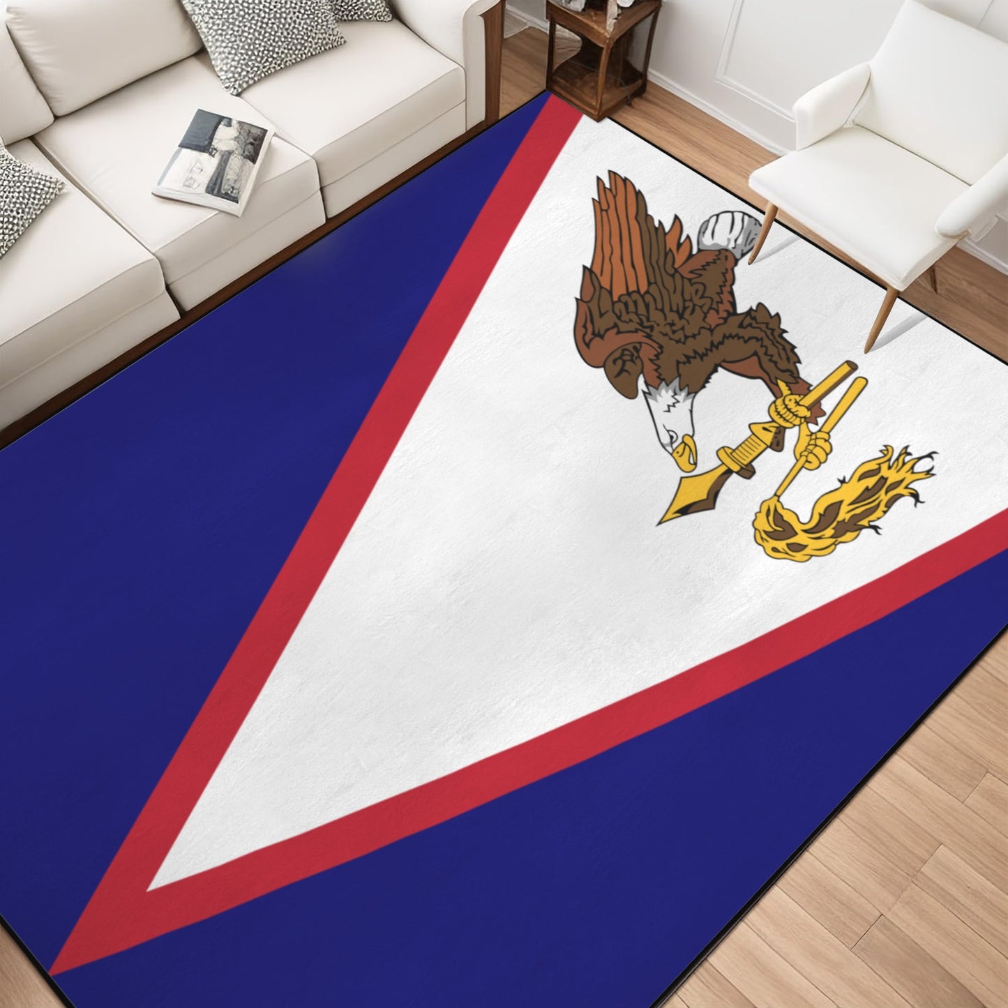 American Samoa Flag Inspired 84x60 Inch Area Rug with Black Binding (Made in the USA)