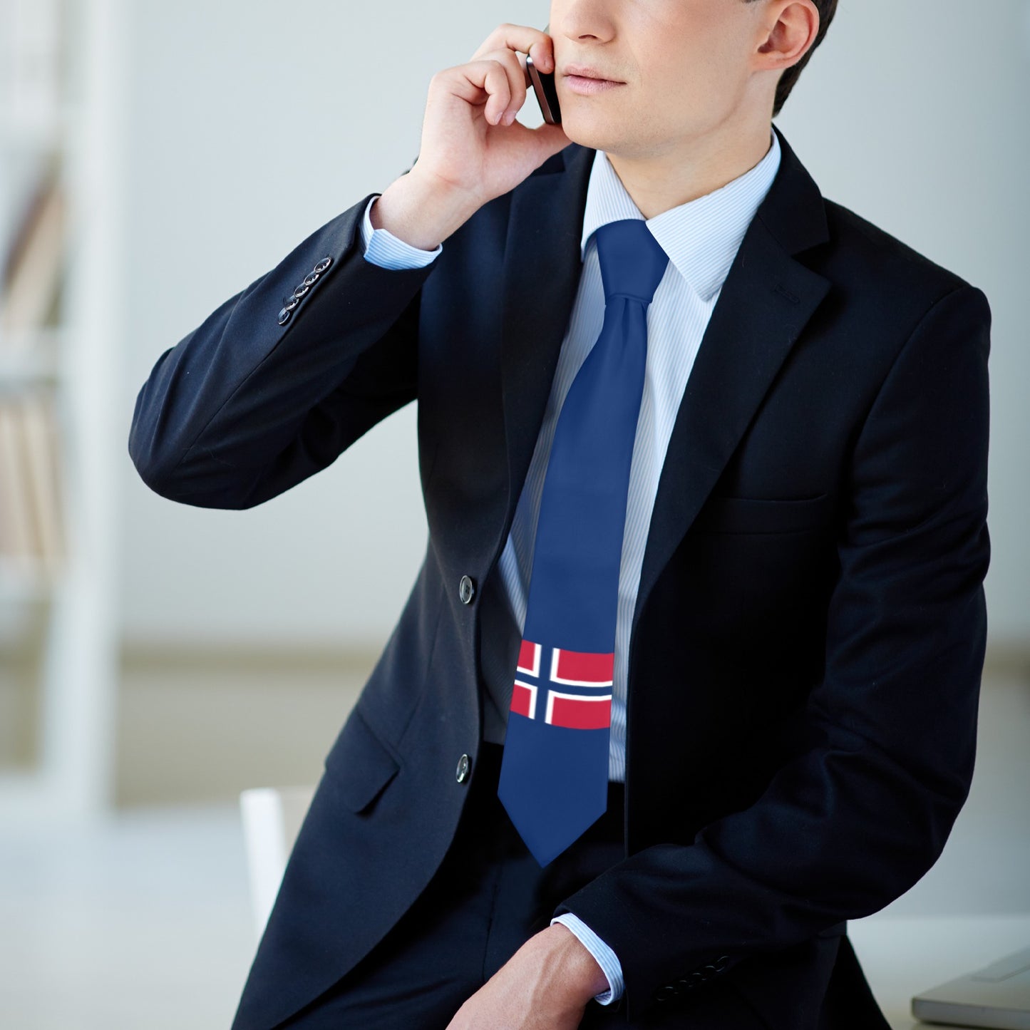 Norway Flag Inspired Classic Necktie (Two Sides)