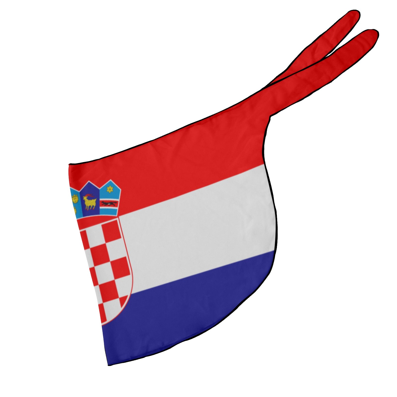 [Brand] flag-themed bandana featuring Croatia's national colors and emblem.